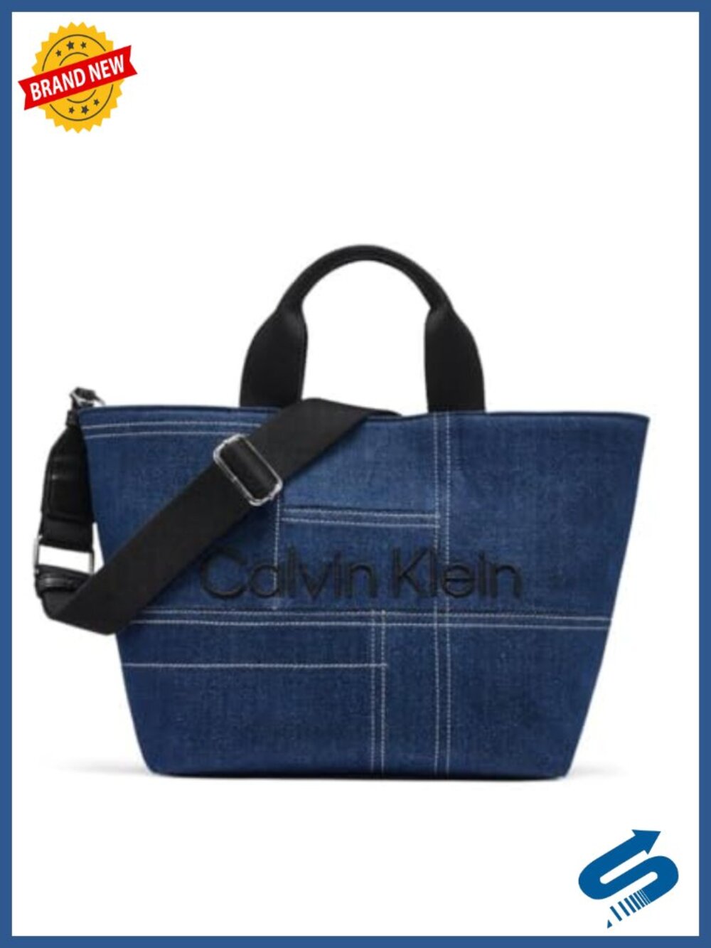 Crossbody Bag - High Quality Denim Patchwork, Snap Closure, Multiple Pockets,